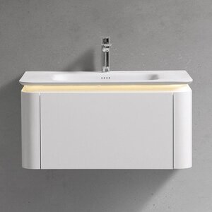 Изображение товара Тумба с раковиной Black&White Universe 925700, 70 см, подвесная, цвет молочно-белый