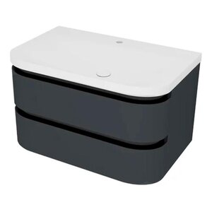 Изображение товара Тумба с раковиной Kolpa-san Vittoria 546190, 80 см, подвесная, цвет темно-серый