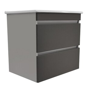 Изображение товара Тумба под раковину Runo Манхэттен 75, 00-00004894, подвесная, цвет серый/темно-серый