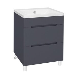 Изображение товара Тумба под раковину Runo Парма 60, 00-00001454, напольная, 2 ящика, цвет графит