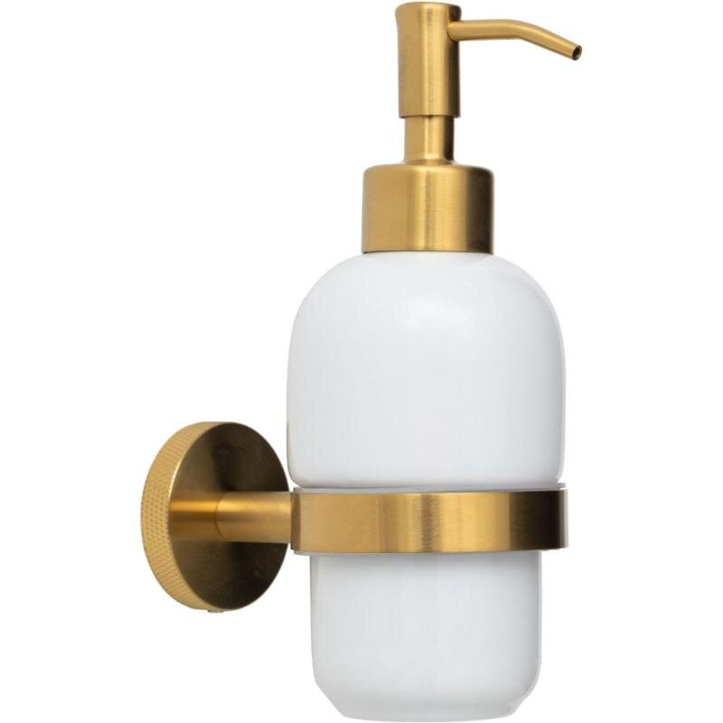 Изображение товара Дозатор для жидкого мыла Allen Brau Priority 6.31006-GB, колба белая, цвет держателя золото браш