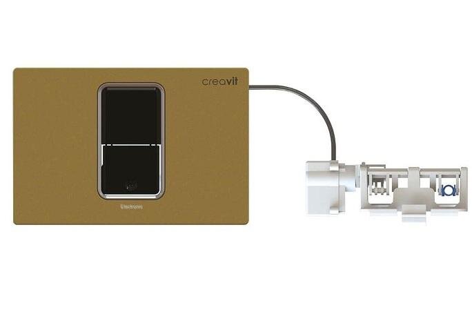 Изображение товара Клавиша смыва Creavit FP8003.03, сенсорная с механической кнопкой, золото/черная