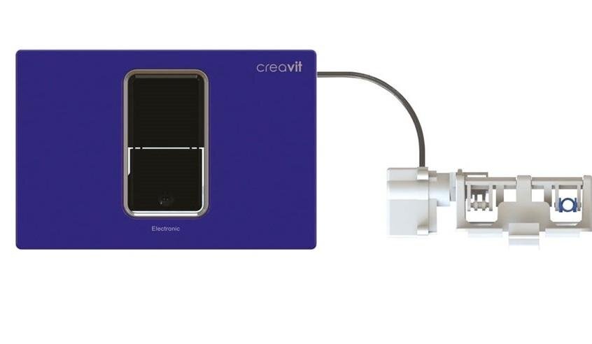 Изображение товара Клавиша смыва Creavit FP8003.04, сенсорная с механической кнопкой, синяя/черная