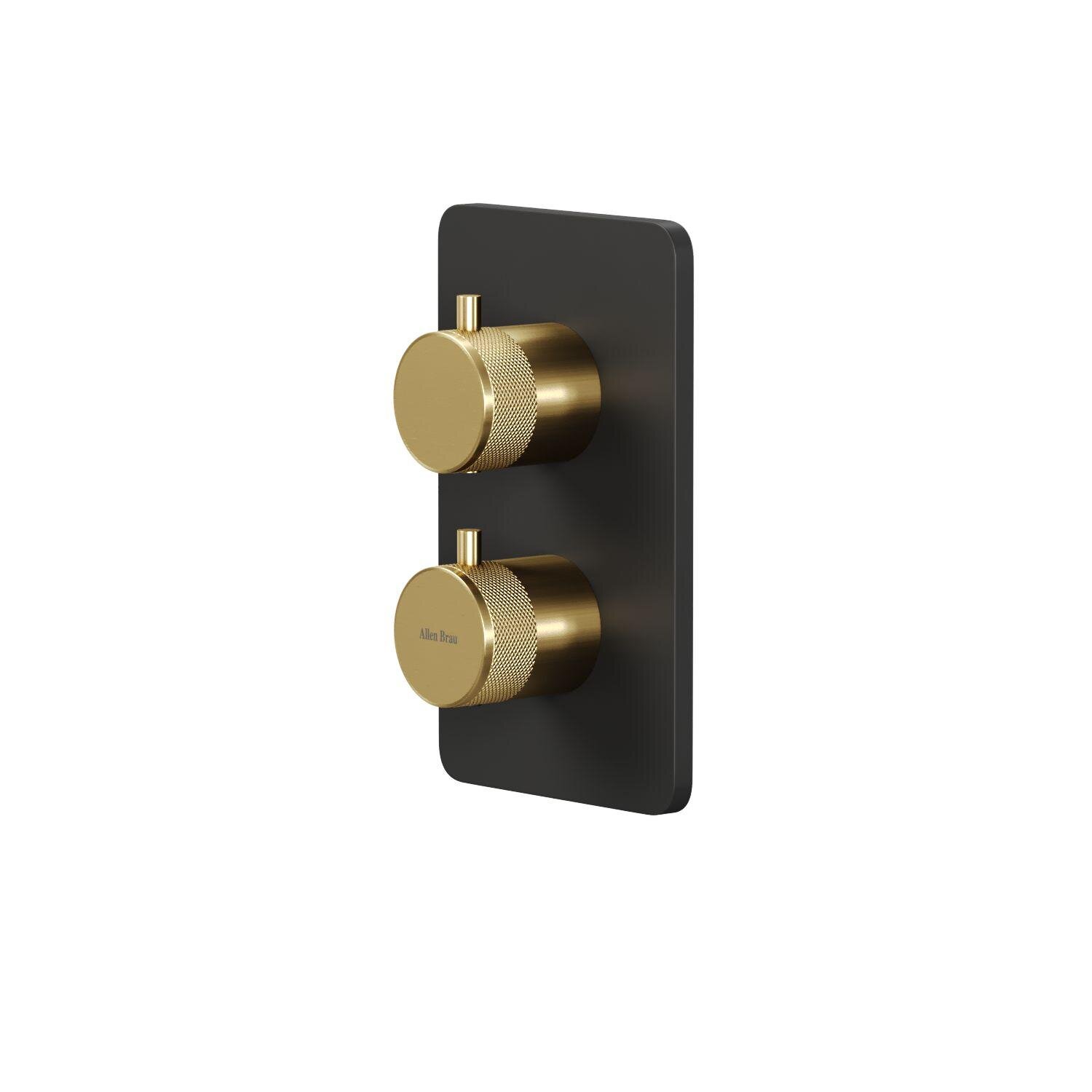 Изображение товара Смеситель Allen Brau Priority 5.31213-31GB для ванны и душа, термостатический, с внутренней частью, цвет черный/золото