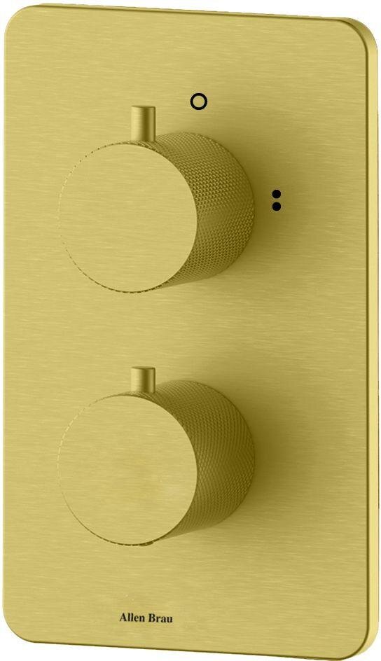 Изображение товара Смеситель Allen Brau Priority 5.3U123-GB для ванны и душа, термостатический, с внутренней частью, цвет золото брашированное