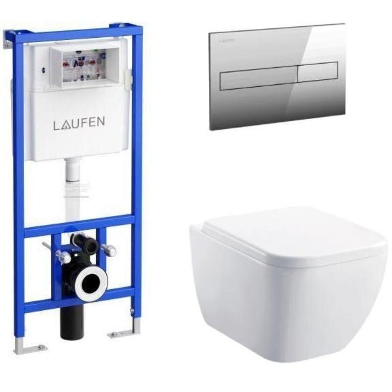 Изображение товара Комплект Allen Brau Infinity 00316505: инсталляция Laufen с безободковым унитазом Allen Brau Reality Infinity белый, сиденье микролифт, клавиша смыва хром