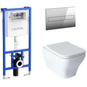 Изображение товара Комплект Allen Brau Infinity 00316506: инсталляция Laufen с безободковым унитазом Allen Brau Reality Infinity белый, сиденье микролифт, клавиша смыва хром