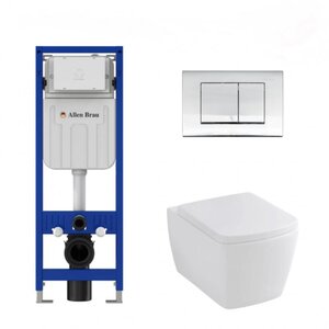 Изображение товара Комплект Allen Brau Liberty 279260+280865+325594+306280: инсталляция Allen Brau с безободковым унитазом Allen Brau Liberty белый, сиденье микролифт, клавиша хром