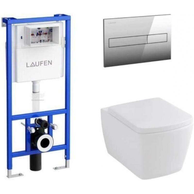 Изображение товара Комплект Allen Brau Liberty 00316507: инсталляция Laufen с безободковым унитазом Allen Brau Liberty белый, сиденье микролифт, клавиша хром