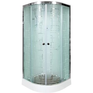 Изображение товара Душевая кабина Dto EM1510EL, 100 х 100 см, с крышей, низкий поддон, стекло матовое с рисунком, профиль хром