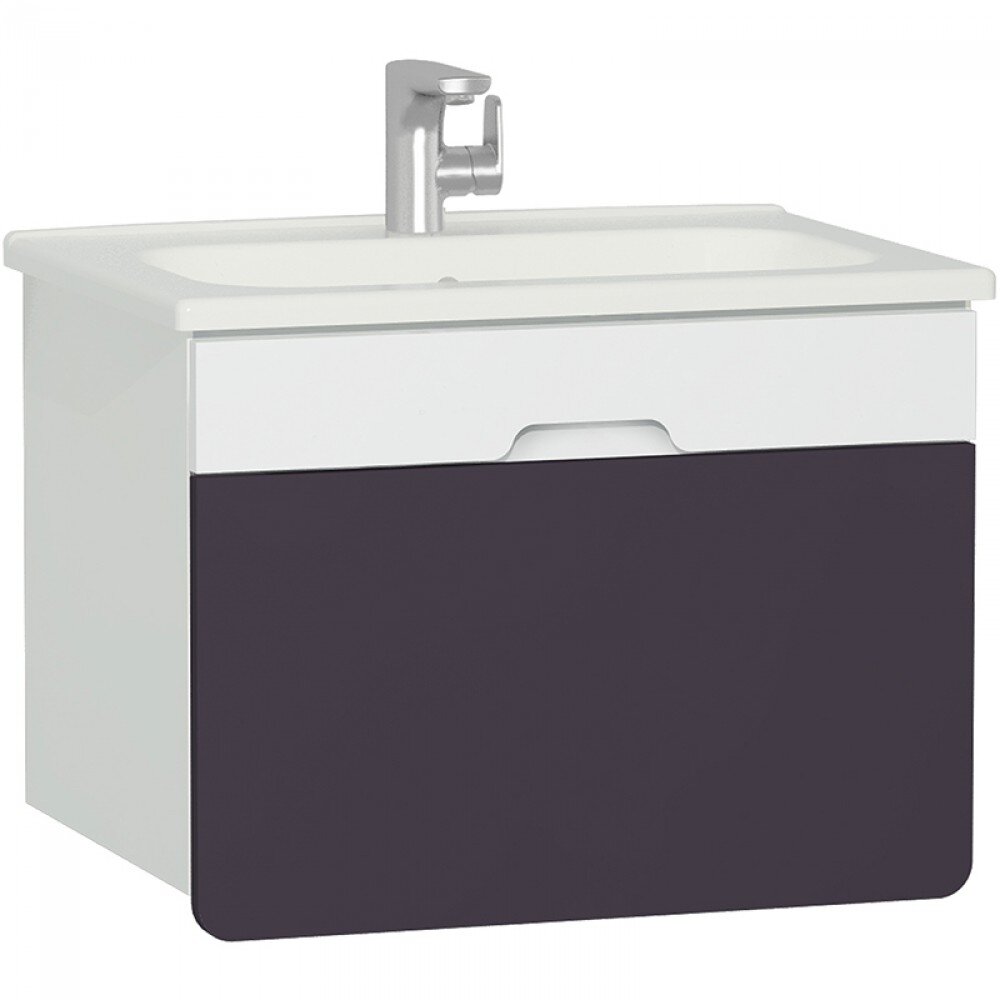 Изображение товара Тумба с раковиной Vitra D-Light 70 см, белый матовый, фиолетовый, встроенная подсветка, 58133