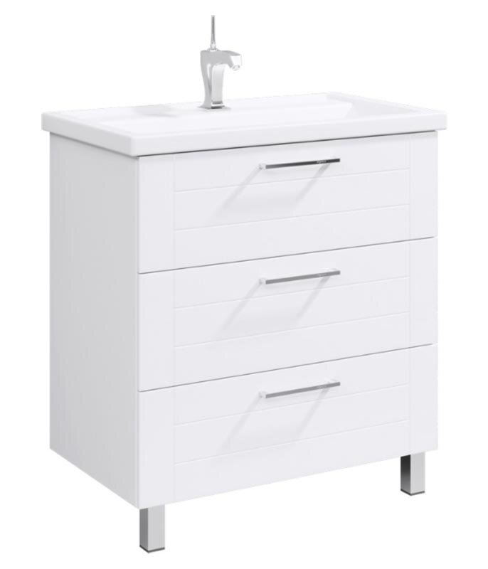 Изображение товара Тумба под раковину Aqwella Манчестер 80 напольная белая с 3 ящиками