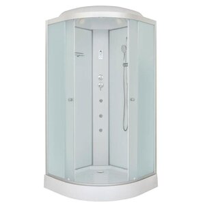 Изображение товара Душевая кабина Dto LM908GM+EL5 80 x 80 см, с крышей, поддон низкий, стекло матовое, профиль хром