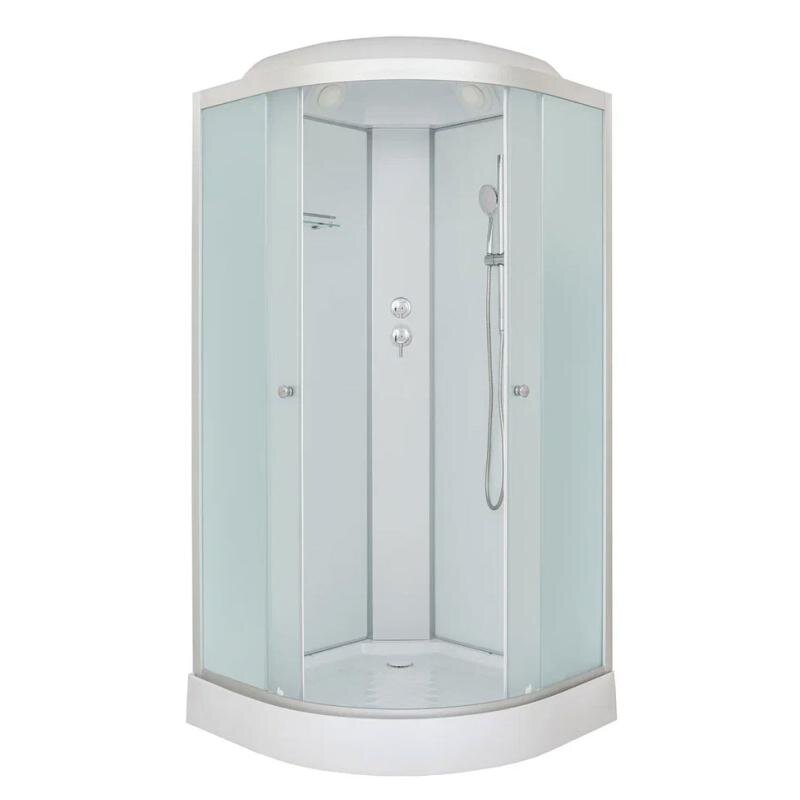 Изображение товара Душевая кабина Dto LM9085, 80 x 80 см, поддон низкий, с крышей, стекло матовое, профиль хром
