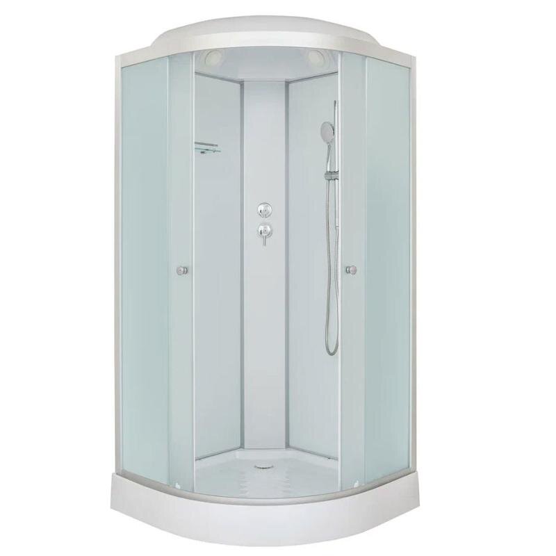 Изображение товара Душевая кабина Dto LM9095, 90 x 90 см, поддон низкий, с крышей, стекло матовое, профиль хром