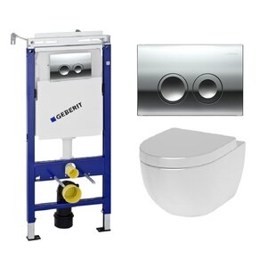 Изображение товара Инсталляция Geberit с унитазом AM.PM Awe C111738WH, сиденье микролифт, комплект Santehnica.ru 458.122.21.1/C111738WH/C117852WH