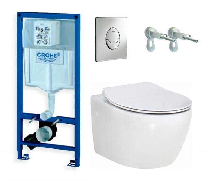 Изображение товара Стильная инсталляция Grohe 38721001 с безободковым унитазом BelBagno Prospero BB507B