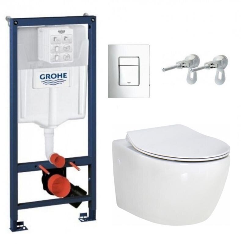 Изображение товара Инсталляция Grohe 38775001, с безободковым унитазом BelBagno Prospero BB507B, сиденье микролифт, комплект Santehnica.ru