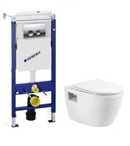 Изображение товара Инсталляция Geberit с унитазом BelBagno Loto BB070CHR безободковый, монтаж подвесной