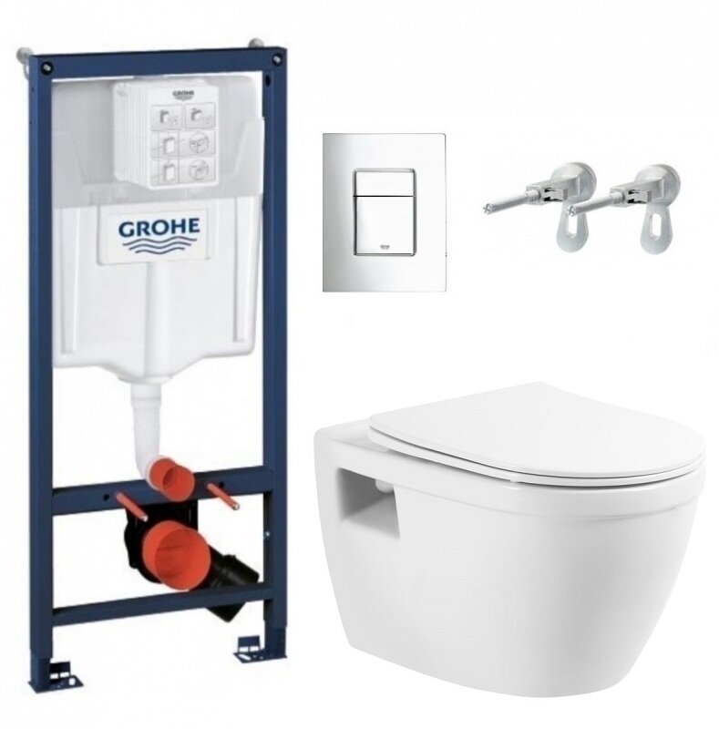 Изображение товара Инсталляция Grohe с безободковым унитазом BelBagno Loto BB070CHR, сиденье микролифт