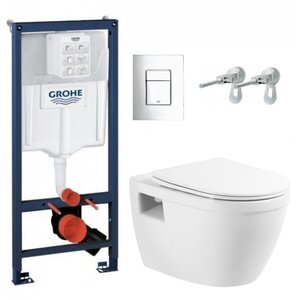 Изображение товара Инсталляция Grohe с безободковым унитазом BelBagno Loto BB070CHR, сиденье микролифт