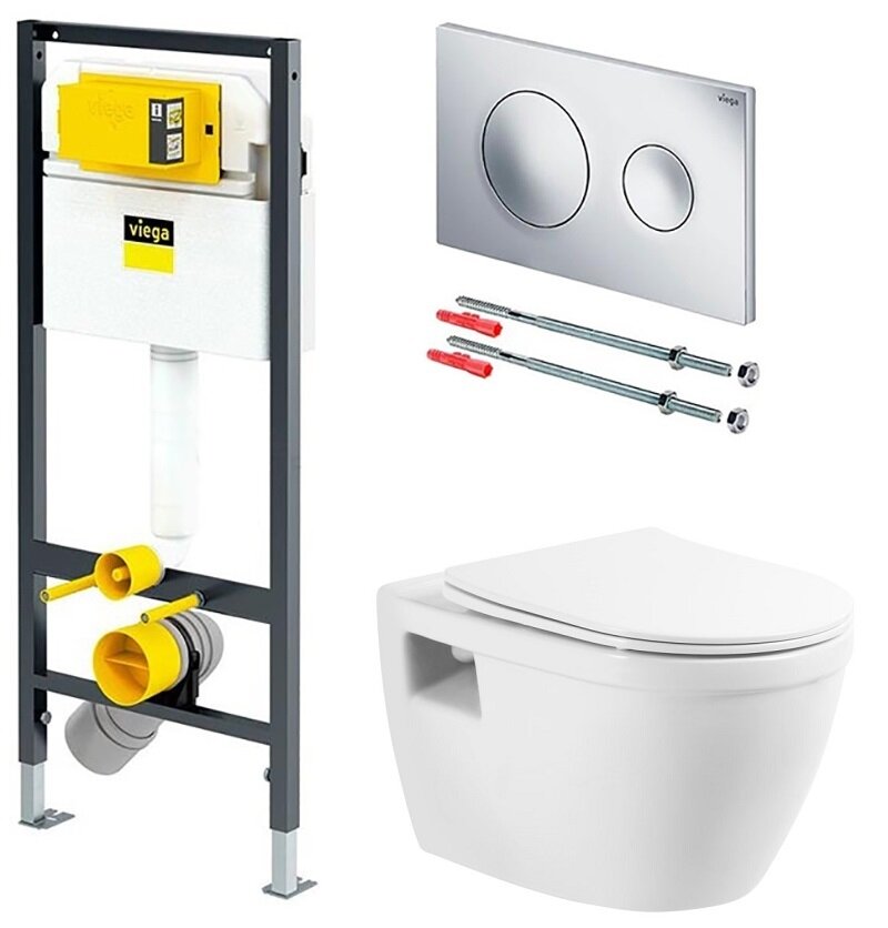 Изображение товара Инсталляция Viega с безободковым унитазом BelBagno Loto BB070CHR, комплект Santehnica.ru