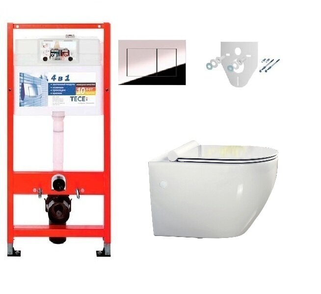 Изображение товара Безободковый унитаз BelBagno Sfera-R BB513CH с инсталляцией TECE и сиденьем микролифт