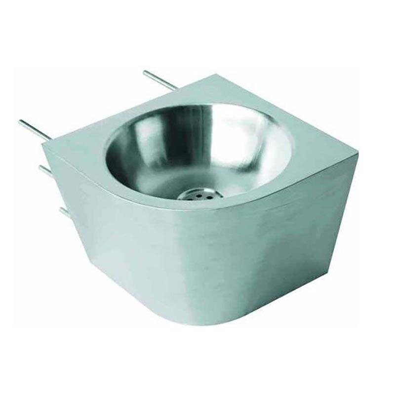 Изображение товара Раковина Nofer 13036.PR.S 35 см, угловая округлая в антивандальном корпусе, правосторонняя, нержавеющая сталь матовая 