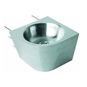 Изображение товара Раковина Nofer 13036.PR.S 35 см, угловая округлая в антивандальном корпусе, правосторонняя, нержавеющая сталь матовая 