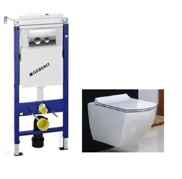 Изображение товара Инсталляция Geberit с безободковым унитазом BelBagno Carina сиденье микролифт, 458.122.21.1/BB514CHR/BB1077SC, комплект Santehnica.ru