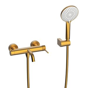 Изображение товара Смеситель для ванны и душа Lemark Karelia LMF-2022S-BRG, с душевым гарнитуром, цвет брашированное золото