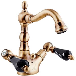Изображение товара Смеситель для раковины Caprigo Adria-Swarovski 01B-026-vot, с донным клапаном, цвет бронза, кристаллы сваровски черные