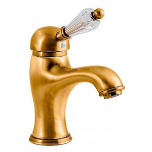 Изображение товара Смеситель для раковины Caprigo Adria-Swarovski 01-020-oro, с донным клапаном, цвет золото, кристаллы сваровски белые