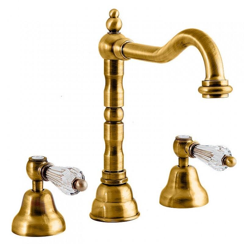 Изображение товара Смеситель для раковины Caprigo Adria-Swarovski 01-021-oro, с донным клапаном, цвет золото, кристаллы сваровски белые