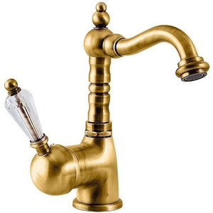 Изображение товара Смеситель для раковины Caprigo Adria-Swarovski 01-024-oro, с донным клапаном, цвет золото, кристаллы сваровски белые