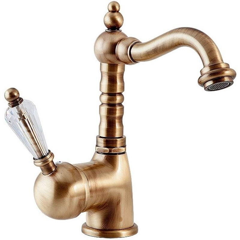 Изображение товара Смеситель для раковины Caprigo Adria-Swarovski 01-024-vot, с донным клапаном, цвет бронза, кристаллы сваровски белые