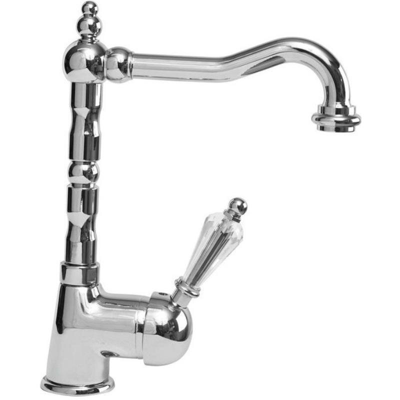 Изображение товара Смеситель для раковины Caprigo Adria-Swarovski 01-024-crm, с донным клапаном, цвет хром, кристаллы сваровски белые