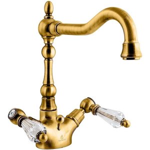 Изображение товара Смеситель для раковины Caprigo Adria-Swarovski 01-025-oro, с донным клапаном, цвет золото, кристаллы сваровски белые