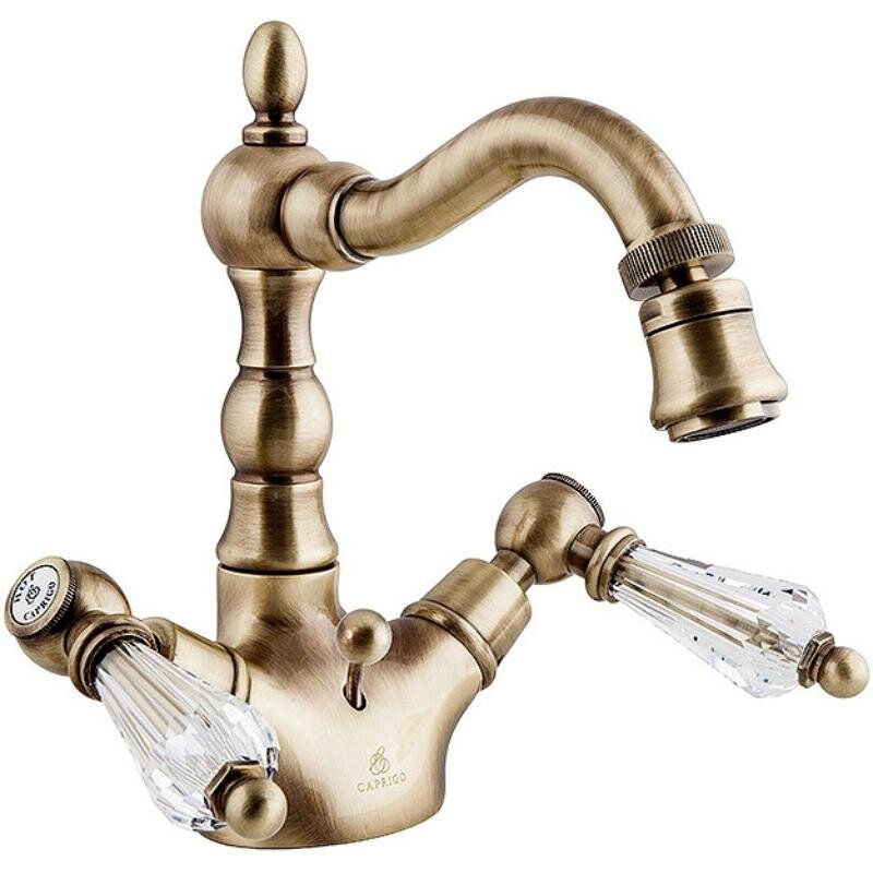 Изображение товара Смеситель для биде Caprigo Adria-Swarovski 01-033-vot, с донным клапаном, цвет бронза, кристаллы сваровски белые