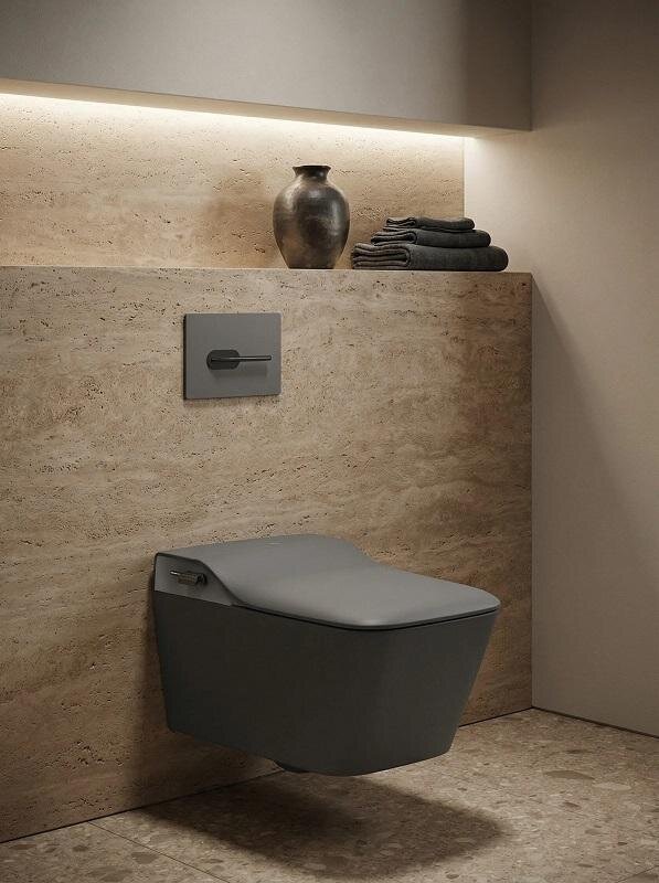 Изображение товара Электронный подвесной унитаз Arrow AKB2130AG-2H, безободковый, крышка-сиденье с функцией биде, с клавишей, темно-серый