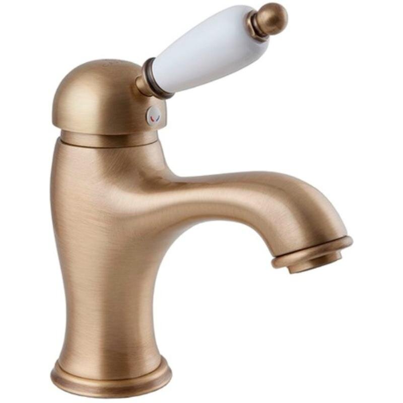 Изображение товара Смеситель для раковины Caprigo Adria-Uno 02-020-vot, с донным клапаном, цвет бронза, ручка белая
