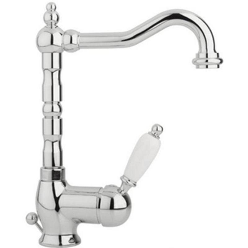 Изображение товара Смеситель Caprigo Adria-Uno 02-023-crm с донным клапаном, хром/белый Изображение товара Смеситель Caprigo Adria-Uno 02-023-crm с донным клапаном, хром/белый