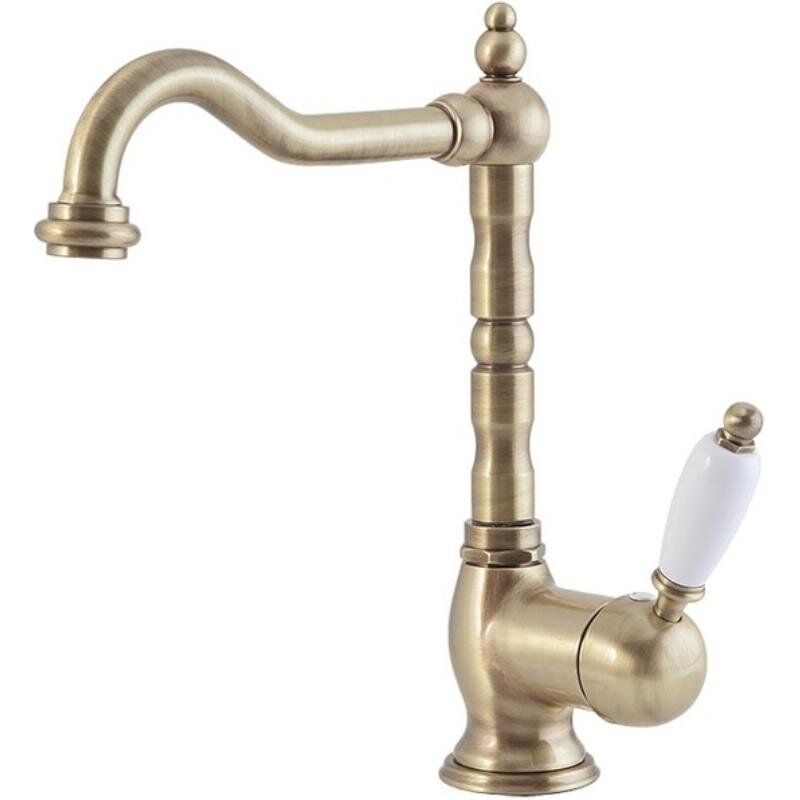 Изображение товара Смеситель Caprigo Adria-Uno 02-023-vot бронза с донным клапаном, белая ручка