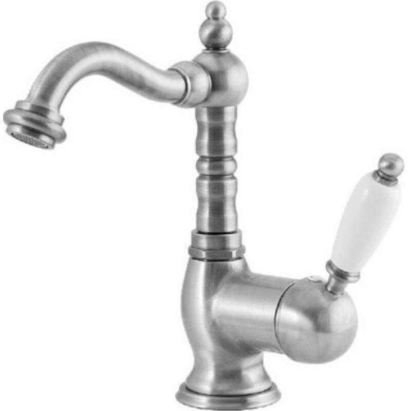 Изображение товара Смеситель для раковины Caprigo Adria-Uno 02-024-crm, с донным клапаном, цвет хром, ручка белая