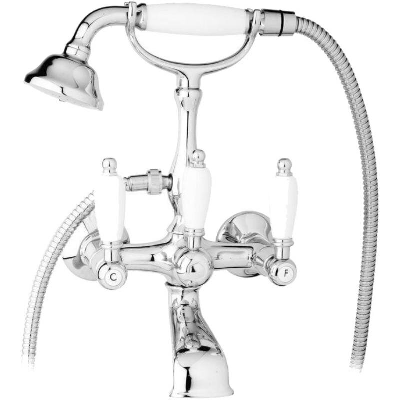 Изображение товара Смеситель для ванны и душа Caprigo Adria-Classic 03-010-crm, с душевым гарнитуром, цвет хром, ручки белые Изображение товара Смеситель для ванны и душа Caprigo Adria-Classic 03-010-crm, с душевым гарнитуром, цвет хром, ручки белые