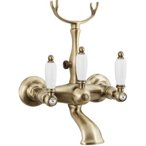 Изображение товара Смеситель для ванны и душа Caprigo Adria-Classic 03-011-vot, цвет бронза, ручки белые