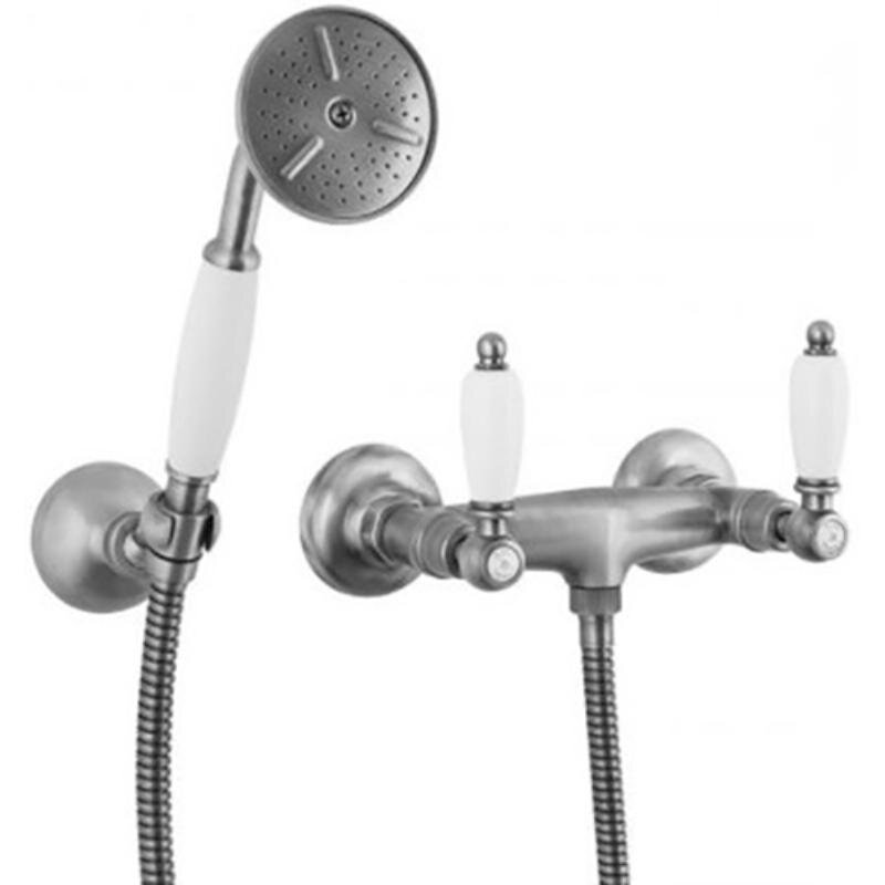 Изображение товара Смеситель для душа Caprigo Adria-Classic 03-015-crm, с душевым гарнитуром, цвет хром, ручки белые Изображение товара Смеситель для душа Caprigo Adria-Classic 03-015-crm, с душевым гарнитуром, цвет хром, ручки белые