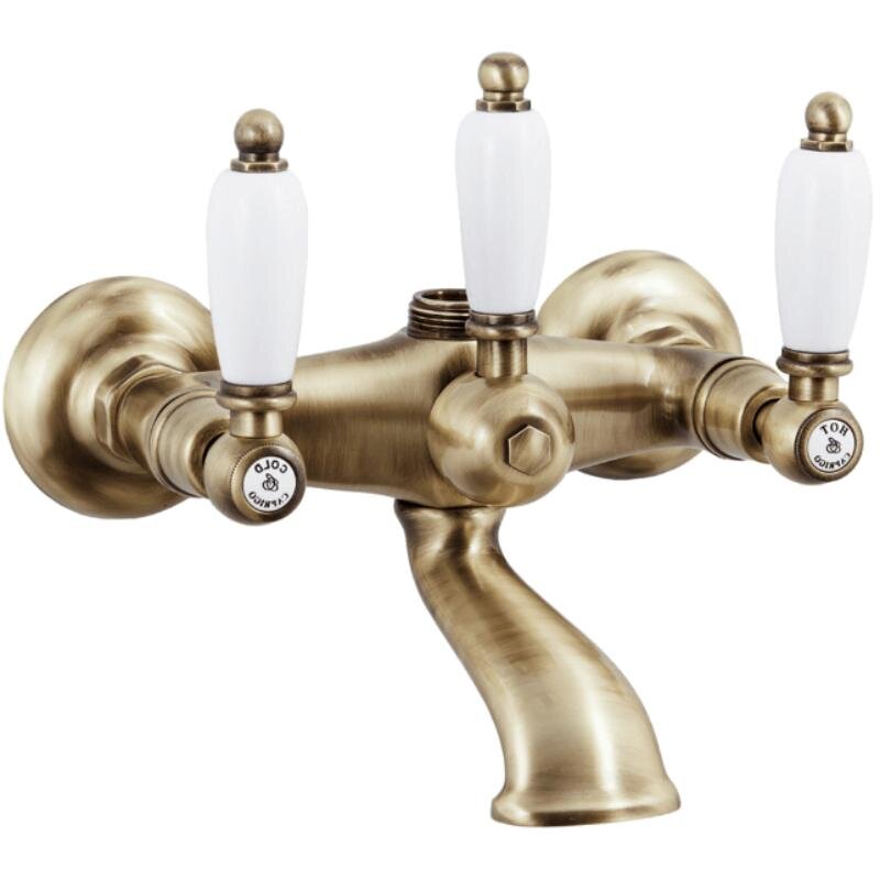 Изображение товара Смеситель для ванны и душа Caprigo Adria-Classic 03-019-vot, цвет бронза, ручки белые