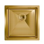 Кухонная мойка Floracio Steel F.4444.GDD, 44 см, PVD-покрытие, декор соты, золото матовое - фото 1