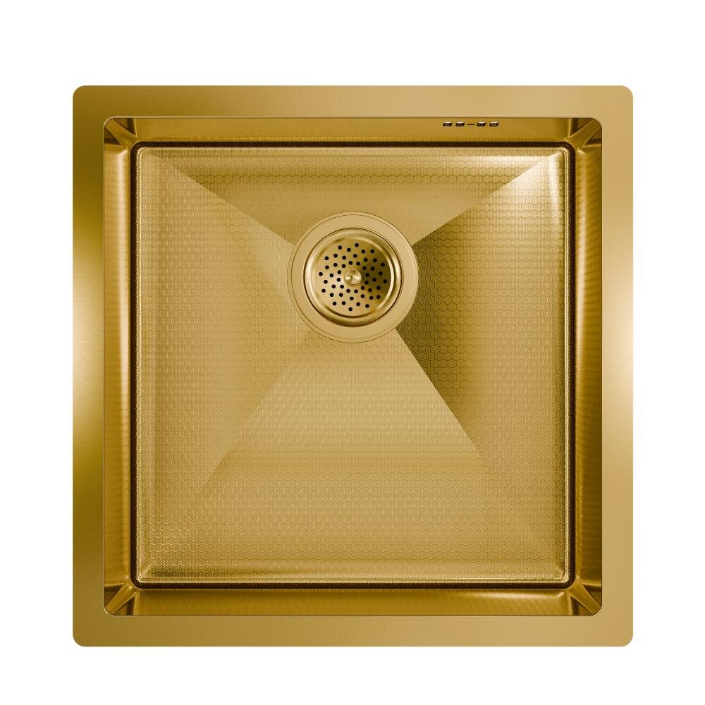 Изображение товара Кухонная мойка Floracio Steel F.4444.GDD, 44 см, PVD-покрытие, декор соты, золото матовое